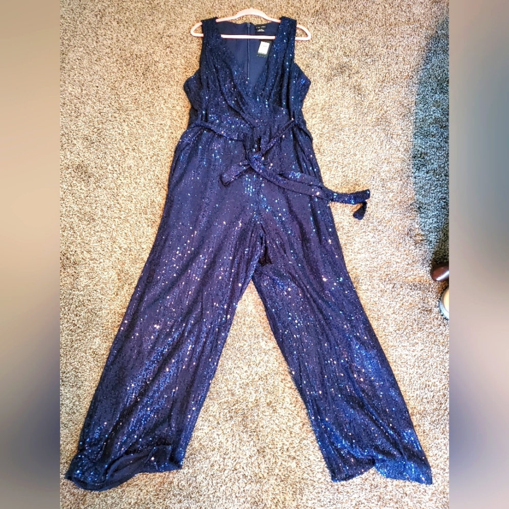 Navy Blue Sequin Jumpsuit